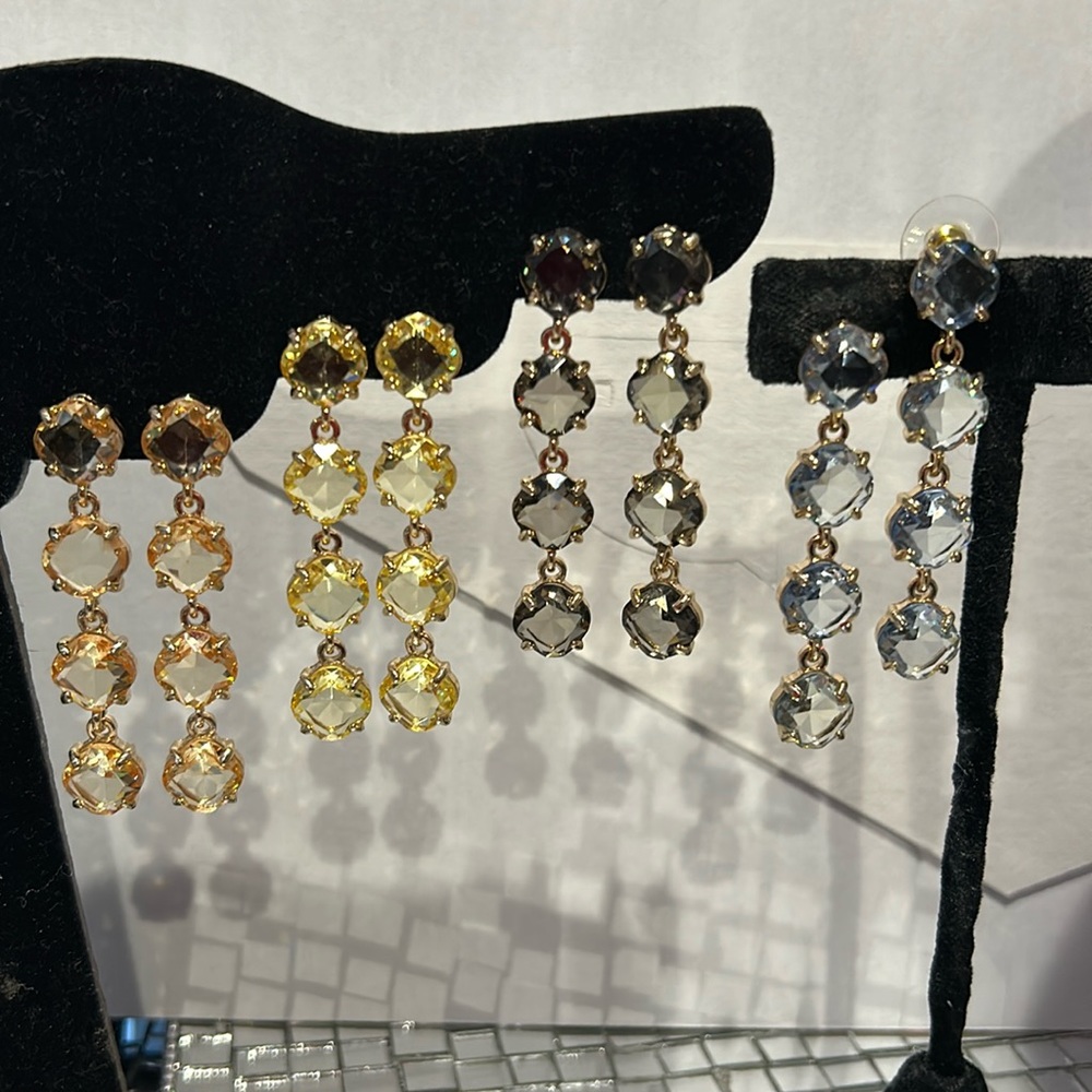 Four Crystal Drop Earrings-4 Colors Avail-Boutique